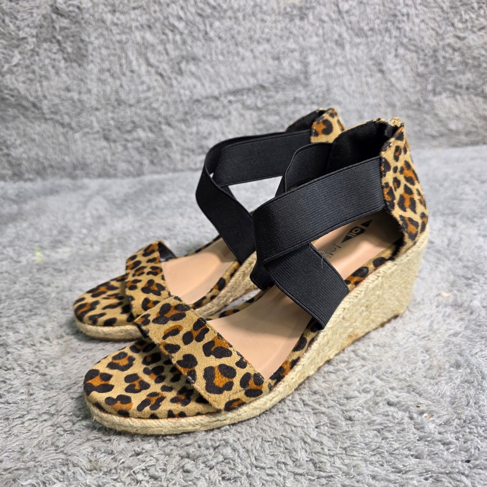 Jolimall Espadrille Wedge Sandals Leopard Print Elastic Straps Women 7 Excellent
